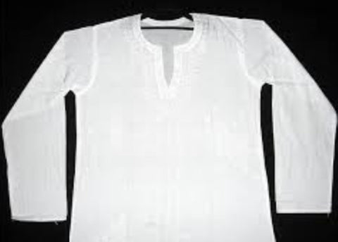 Kurta Shirt, Traditional Indian Bengali Ethnic Clothing, White, New, 100% Cotton, Colors, Lawn Kurta