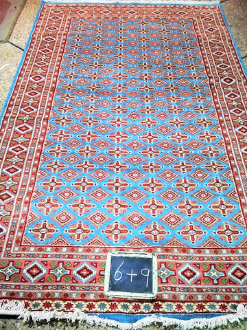 Pakistani Carpet Rug Silk Wool Blend Turquoise Light Blue Green Persian Aqua 6x9