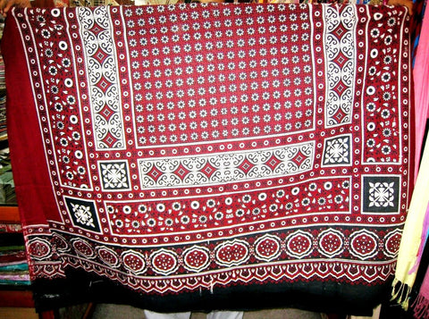 Ajrak Sindhi Pakistani Shawl Scarf Chadar Shemagh Cotton Patu Blanket