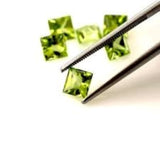 Peridot Square Cut Gem Lime Green Pakistan Natural Stones