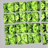 Peridot Square Cut Gem Lime Green Pakistan Natural Stones