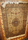 PERSIAN ORIENTAL CARPET rug genuine iran iranian persia qom 4x6 hand knotted 100% silk masterpiece brand new bed living room green patu fine