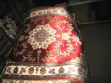 Silk Rug, 2x3 Size, Pakistani Sindhi Design, Red, White, Floral Pattern