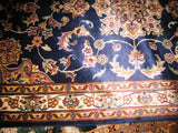 Persian Carpet Oriental Rug genuine tharparkar sindhi indian design 3x5 hand knotted silk wool blend floral living room navy blue royal